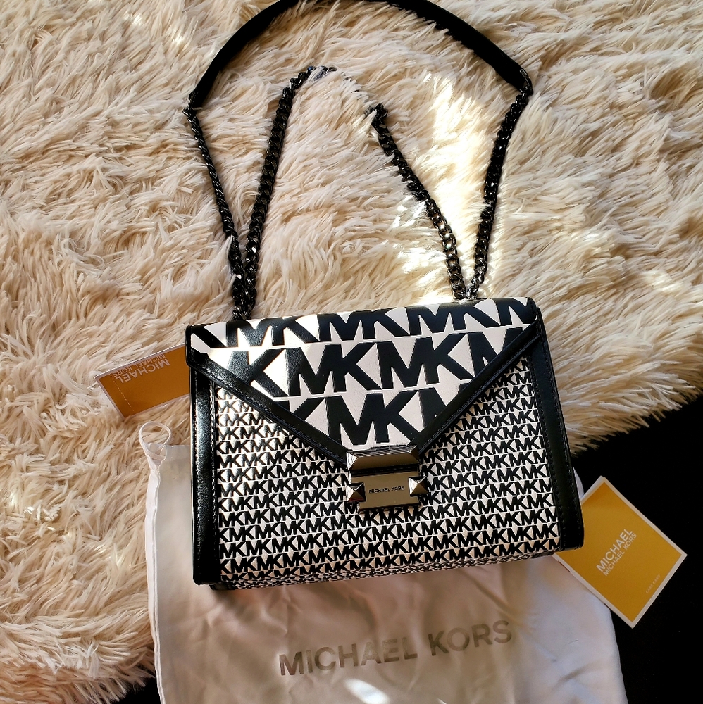 Michael Kors Black & White Monogram Whitney Bag - Picture 2 of 3